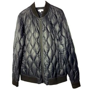 The Rail Black Down‎ Filled Zip Front Bomber Jacket Pockets Mens XL Outdoor